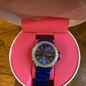 Isaac Mizrahi Blue Watch with Silver Accents